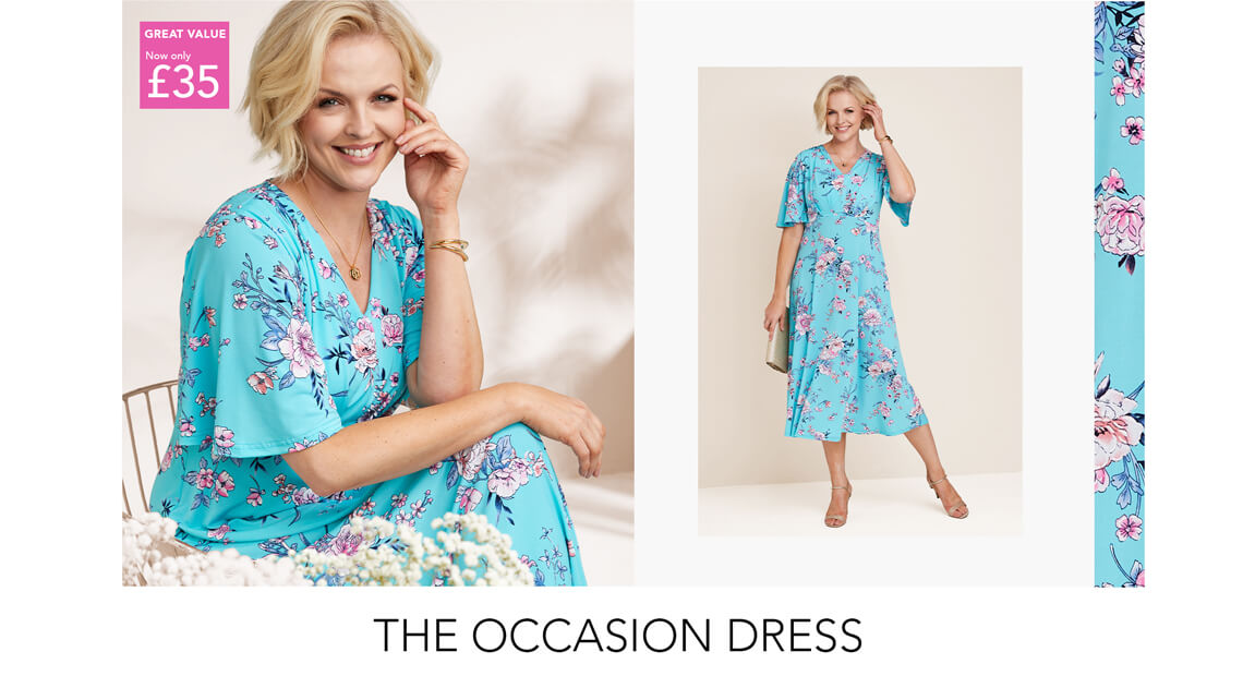 Print Pleat Bodice Occasion Dress - LS661